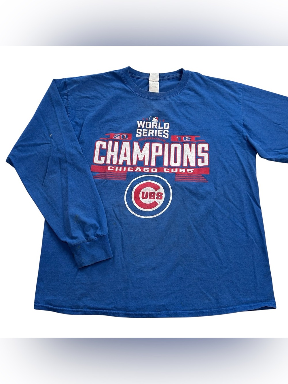 Chicago Cubs 2016 World Series Champions Men’s Long Sleeve T-Shirt Blue sz Large